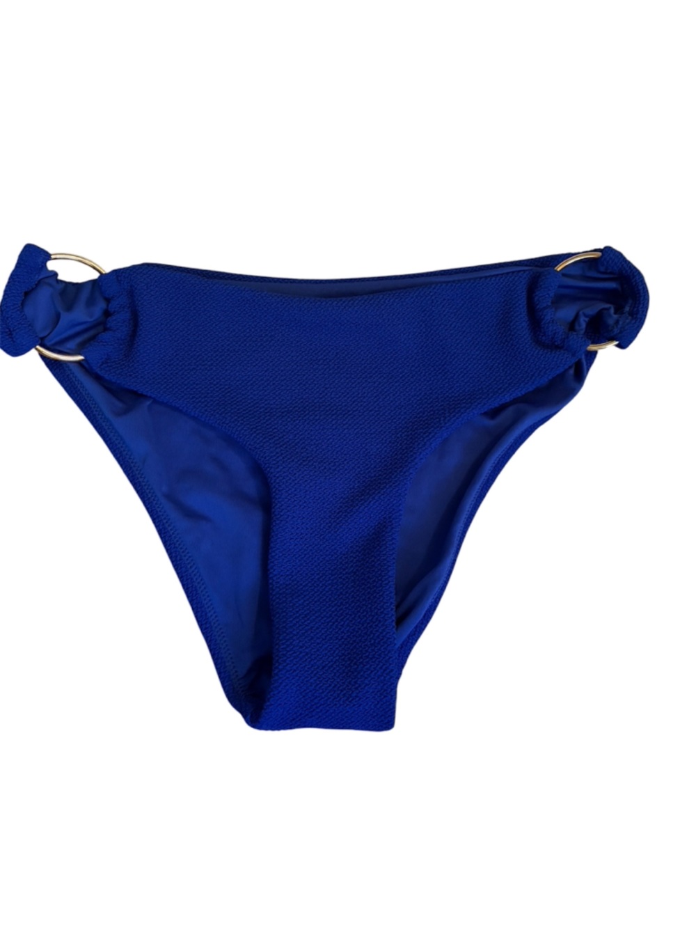 Cobalt Blue Bikini Bottom with Gold Ring Accents